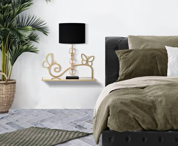 FURNLUX VÄGGHYLLA FJÄRIL GULD 42CM (2 ST)