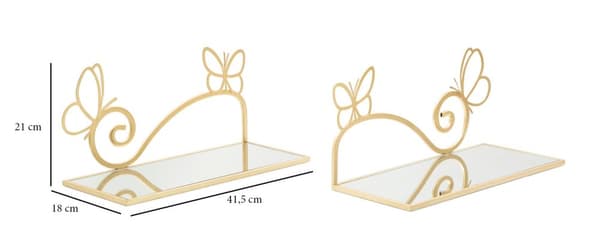 FURNLUX VÄGGHYLLA FJÄRIL GULD 42CM (2 ST)