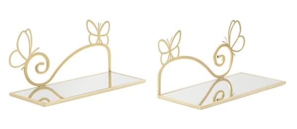 FURNLUX VÄGGHYLLA FJÄRIL GULD 42CM (2 ST)