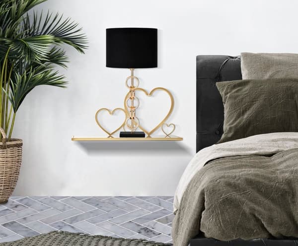 FURNLUX VÄGGHYLLA HJÄRTA GULD 42CM (2 ST)
