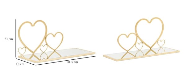 FURNLUX VÄGGHYLLA HJÄRTA GULD 42CM (2 ST)