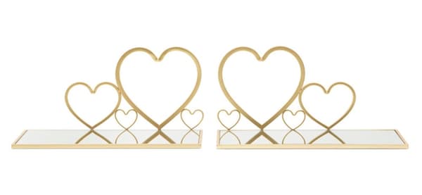 FURNLUX VÄGGHYLLA HJÄRTA GULD 42CM (2 ST)