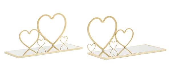 FURNLUX VÄGGHYLLA HJÄRTA GULD 42CM (2 ST)