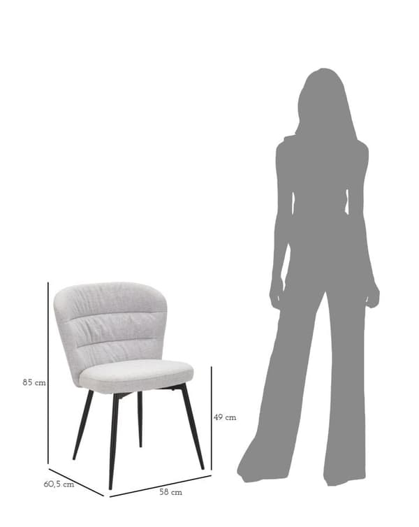 FURNLUX MATSALSSTOL LOSANNA GRÅ 58CM (2 ST)