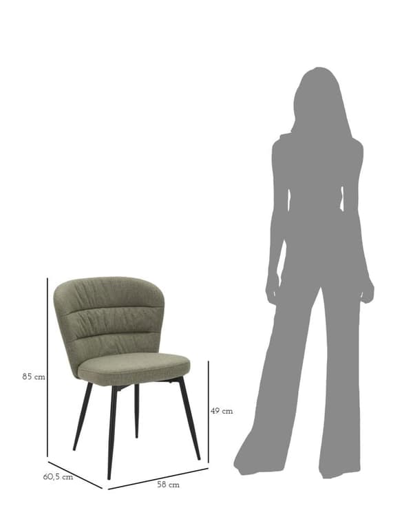 FURNLUX SPISESTUESTOL LOSANNA GRØN 58CM (2 STK.)