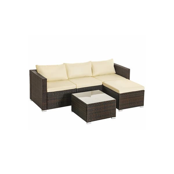 Trädgårdsmöbler set brun-beige
