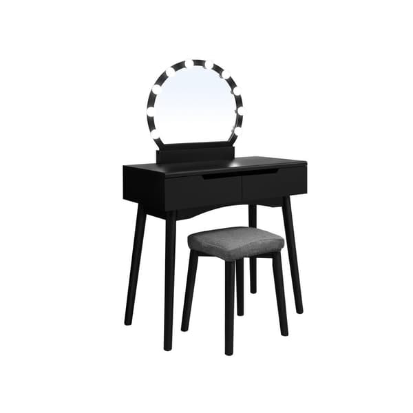 Meikkipöytä mustilla lampuilla