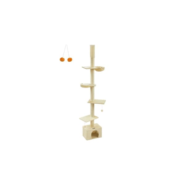 Kissapuun kattokorkeus 231-291 cm, säädettävä korkeus beige