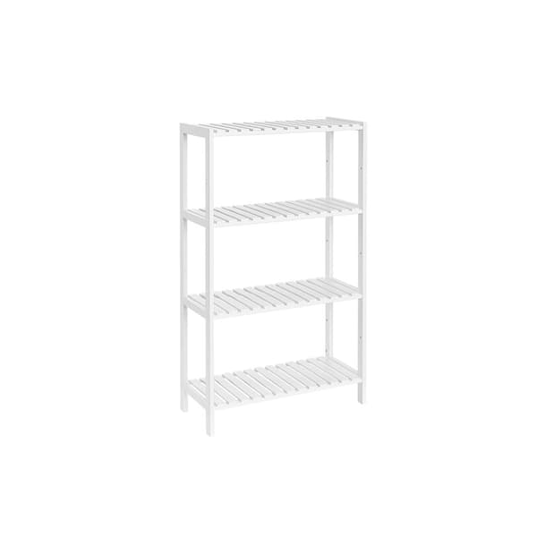 Bambuinen kylpyhuoneen hylly 26 x 60 x 100 cm valkoinen