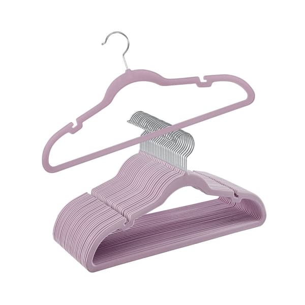 30 samettisen vaateripustimen setti, vaaleanvioletti