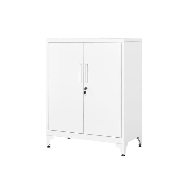 Lukittava arkistokaappi kahdella ovella 40 x 80 x 90 cm mattavalkoinen