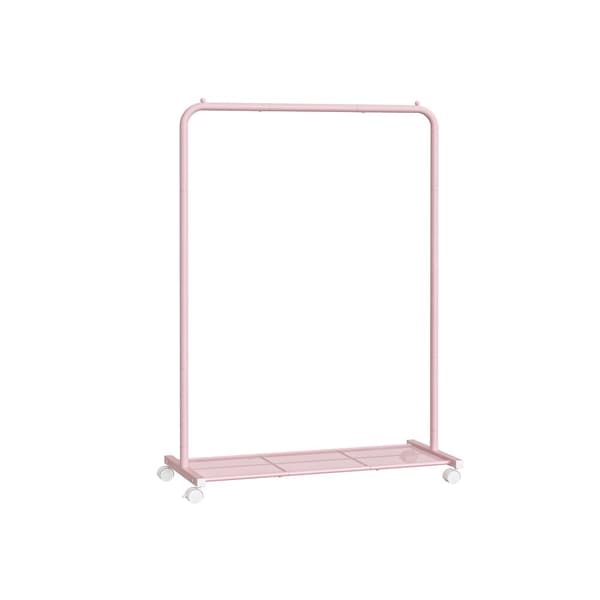 Vaateteline 91 cm leveä pyörillä pastellinpunainen
