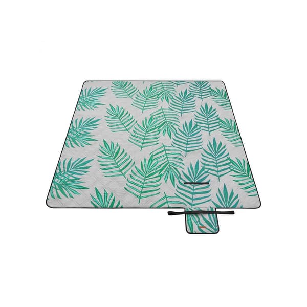 Piknikviltti 200 x 200 cm harmaa trooppisella saniaisella