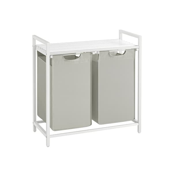 Pyykkikori 2 x 46 l 1 hyllyllä valkoinen