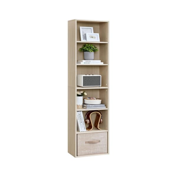 6-kerroksinen seisova hylly 24 x 40 x 178,5 cm luonnonbeige