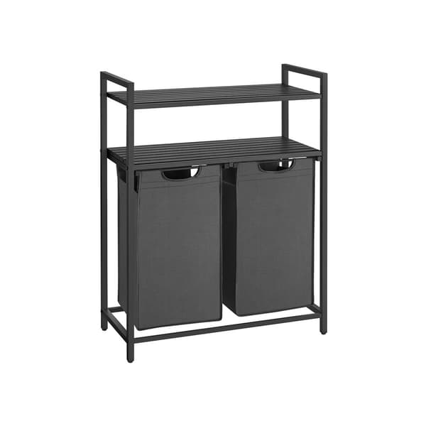 Pyykkikori 2 x 46 L, 2 hyllyä, mustanharmaa