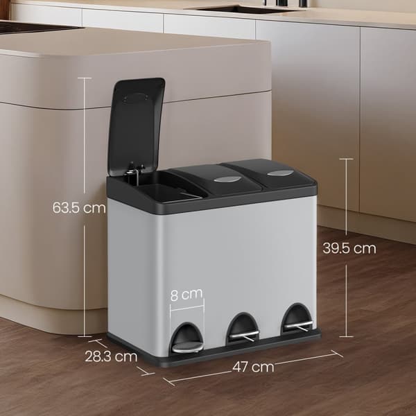Keittiön roskakori, 3 x 8 l, pieni tilavuus