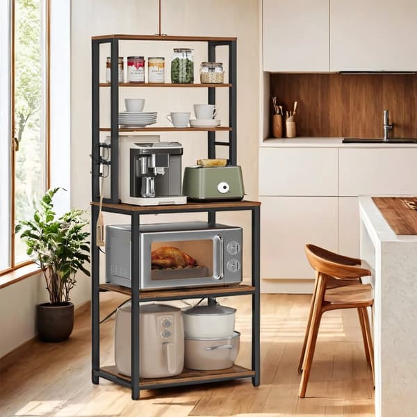 Keittiön seisova hylly, mikroaaltouunin seisova hylly, 6 hyllyä ja 6 koukkua