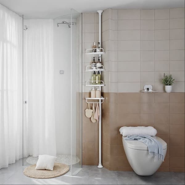 Suihkuhylly 85-305 cm valkoinen