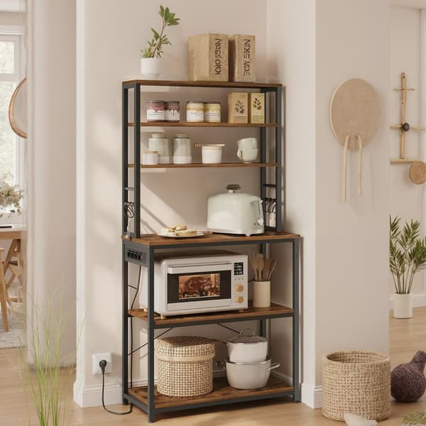 Keittiön hylly pistorasioilla, seisova hylly, mikroaaltouunin hylly