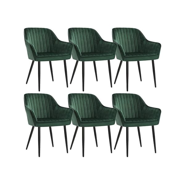 Ruokapöydän tuolien sarja, 6 kpl, samettipäällinen, vihreä