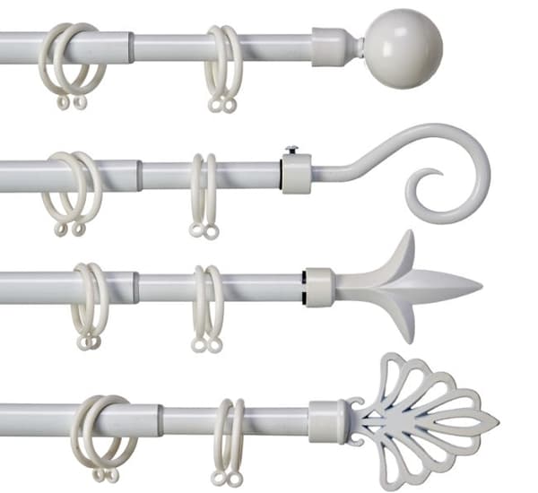 Curtain Bar Extendable 170 - 320 cm White Iron (8 Units)