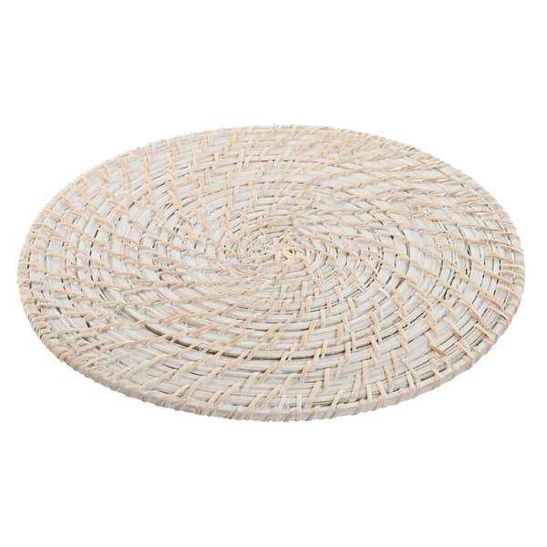 Table Mat Home ESPRIT White Natural Bamboo Rattan 34 x 34 x 1,5 cm