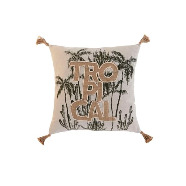 Cushion Home ESPRIT Beige Natural Tropical Boho 45 x 5 x 45 cm