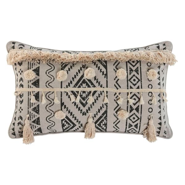 Cushion Home ESPRIT White Black Boho 50 x 8 x 30 cm