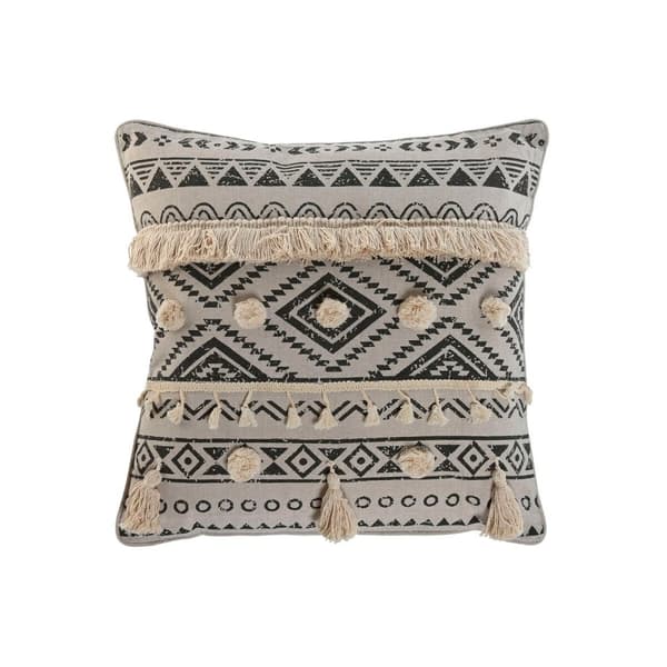 Cushion Home ESPRIT White Black Boho 45 x 8 x 45 cm