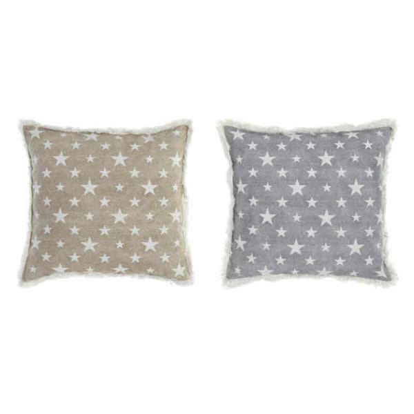 Cushion DKD Home Decor Grey Beige Polyester Cotton Aluminium (45 x 10 x 45 cm) (2 Units)