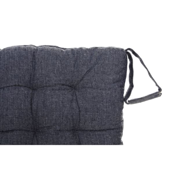 Chair cushion DKD Home Decor Beige Blue Polyester Cotton Aluminium Navy Blue Mediterranean (3) (38 x 38 x 6 cm) (3 Units)