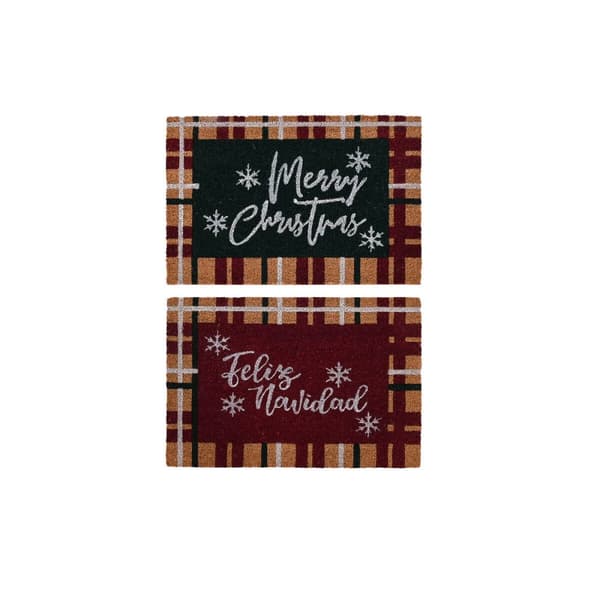 Doormat DKD Home Decor White Brown Red Green PVC Coconut Fibre 60 x 40 x 1,5 cm (2 Units)