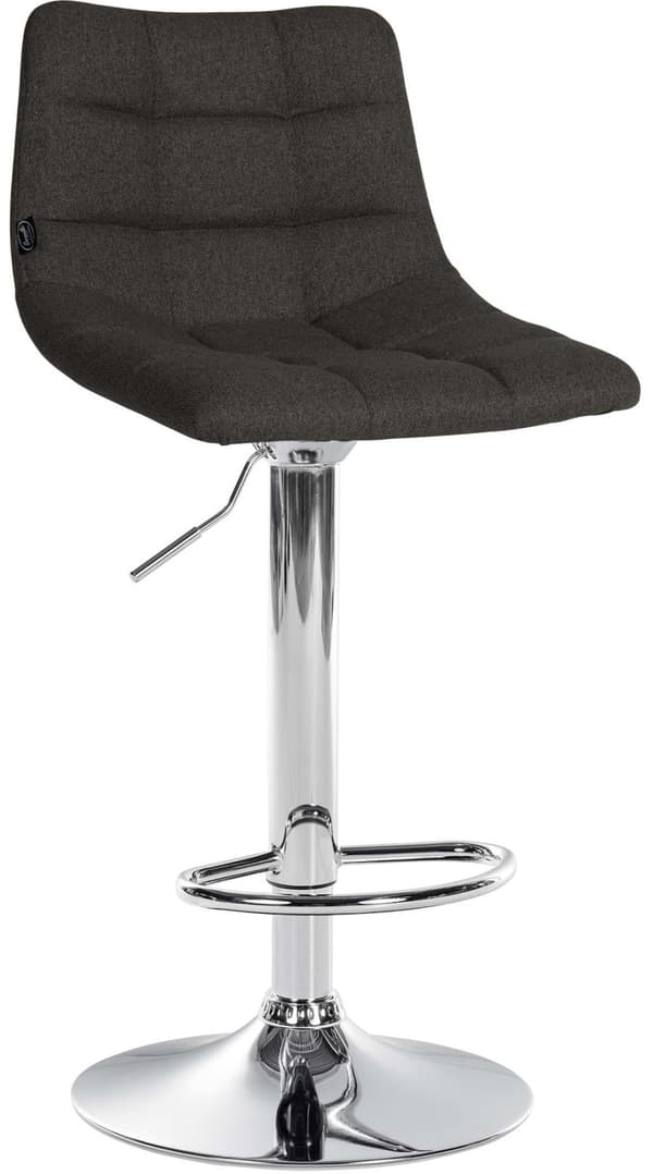 Justerbar barstol - Stool - 360 ° Roterande och komfort, Elegant klassisk klädsel | Färg: mörkgrå basfärg: krom