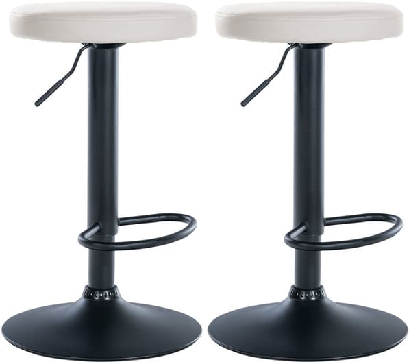 2 -stykker sæt af barkrakker - Spisestue afføring - 360 ° rotationssystem | Farve: hvid | Materiel chassis: Metal Matte sort