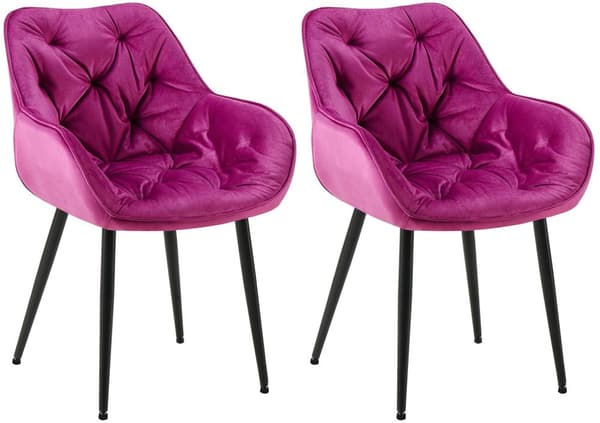 2 -deluppsättning av sammet matstolar - Stoluppsättning - Modern design & komfort | Färg: Lila