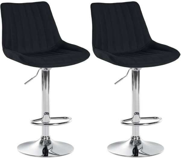 Sæt med 2 barstole - Høj afføring - Optimal siddekomfort og justerbar højde | Farve: sort | Materiel base: metal i krom look