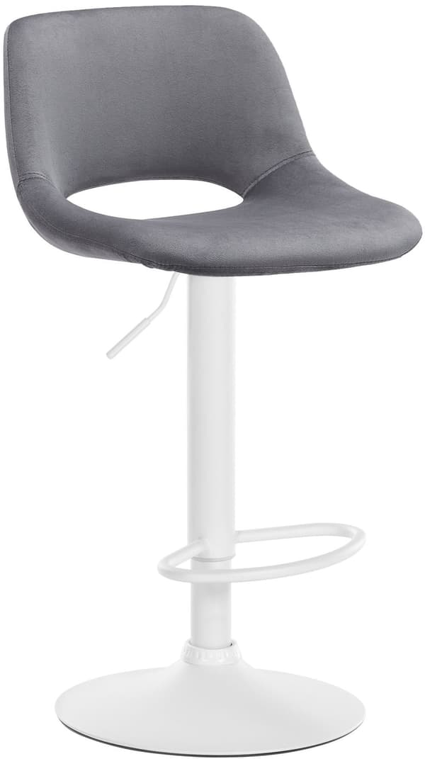 Velvet Barstol - Høj afføring - Højdejusterbar og roterbar for ekstra komfort | Farve: mørkegrå materialebase: Metal Matt White