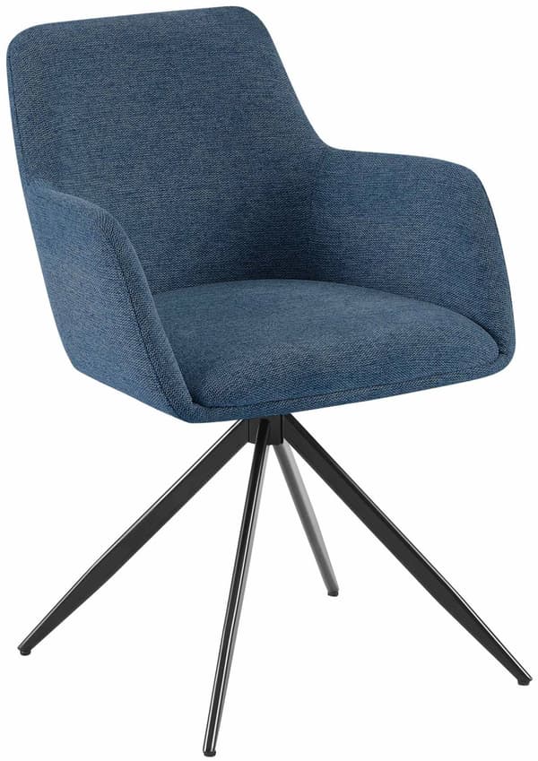 Matsalstol Tygklädsel - Fåtölj -liknande stol, extra rörelsefrihet - Swivel 180º | Färg: blå