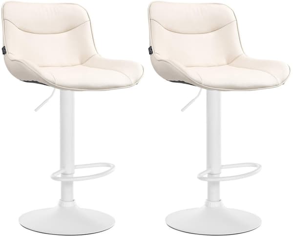 2 -deluppsättning av barstolar - Pallar - Ergonomisk komfort, höjdjusterbar | Färg: Crème | Basfärg: vit