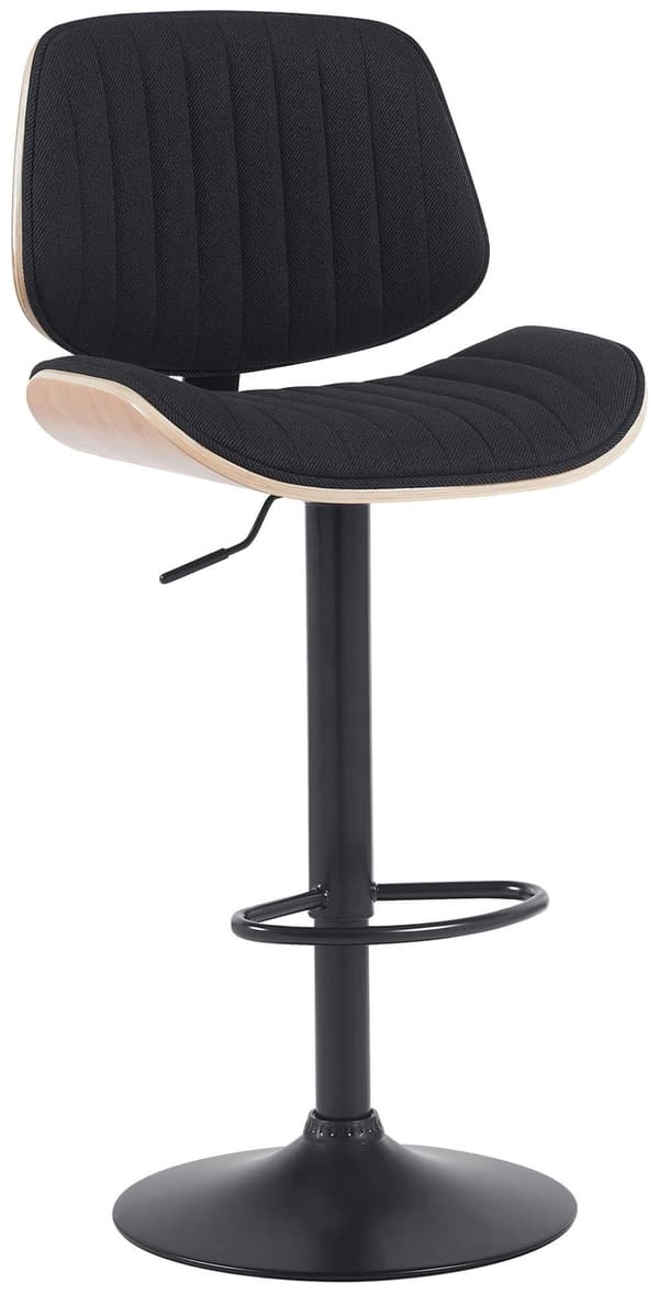 Barstol med tygklädsel - träram - Höjdjusterbar 360 ° Roterande design | Färg: Nature/Schwarz | Basfärg: svart