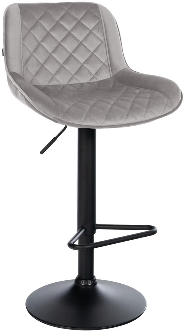 Barstol - Kökstol - 360 ° sväng, justerbar höjd, bekväm säte - Artificiellt läder/sammet | Färg: Grå | Material: Mjukt