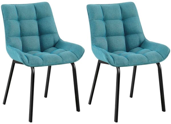 2 -Stycke uppsättning av matsalstolar - Kökstolar - Bekväm sitthöjd, metallram | Färg: turkos | Material: damm