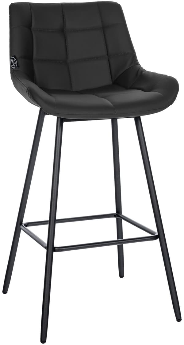 Modern barstol - Stool - Bekväm sittkomfort, sammet eller konstgjorda läder, robust bas | Färg: Svart | Material: Artificiellt läder