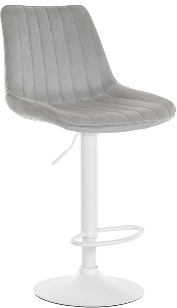 Moderne barstol Samt - Velvet, ergonomisk komfort, 360 ° Rotatable | Farve: Grå | Basisfarve: Hvid