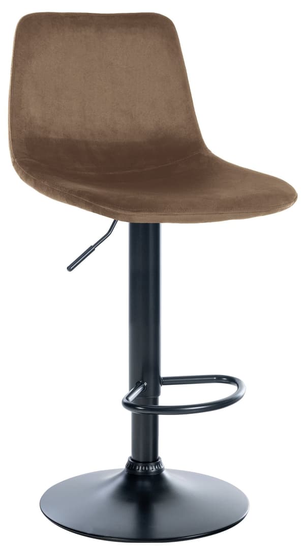 Moderne barkrakket fløjl - chic design - 360 ° Roterende og højdejusterbar | Farve: Brun | Basisfarve: Sort