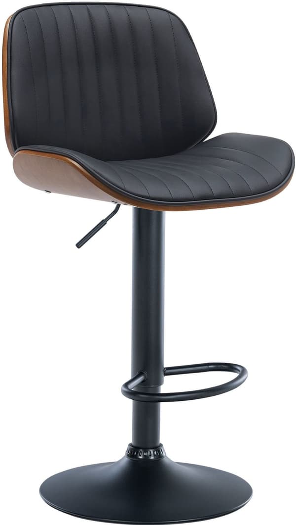 Barstol med konstgjorda läderklädsel - Elegans - Höjd justerbar och stödjande design | Färg: Valnöt/svart