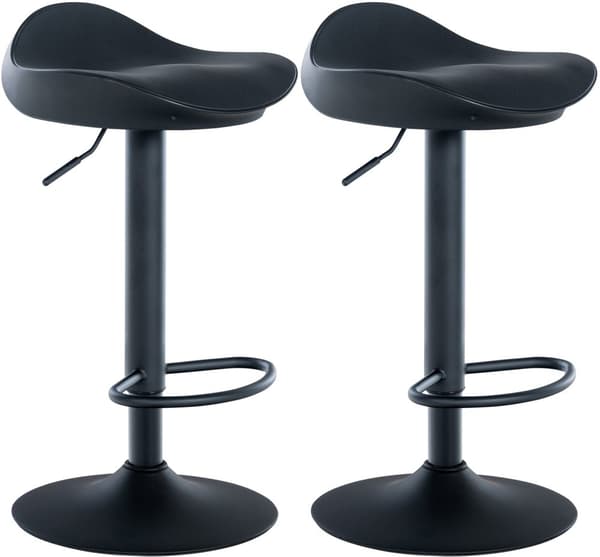 Modern Barstolar Set - Artificial Leather Palls - Ergonomisk design, höjdjusterbar | Färg: Svart