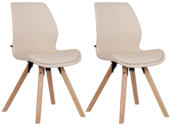 Uppsättning av hinkstolar - Besökstolar - Bekvämt sittande läge, polypropen & konstläder | Färg: Crème | Material: Artificiellt läder