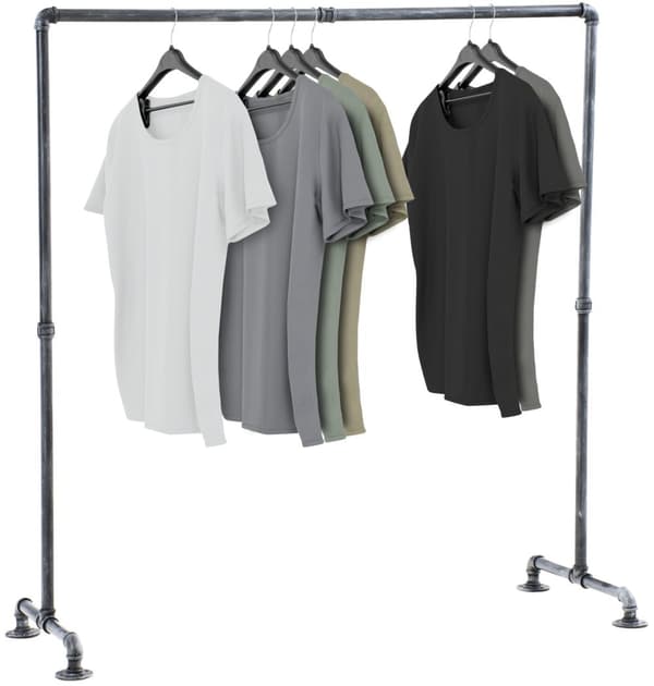 Industrial Clothing Rack - WarderBerek - Space -besparing design | Farve: sølvstørrelse: 150 cm